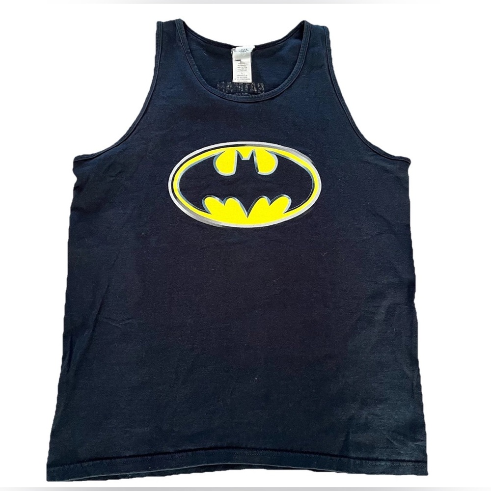 Vintage Six Flags Batman The Ride Tank Top Size Large Black Magic Mountain LA